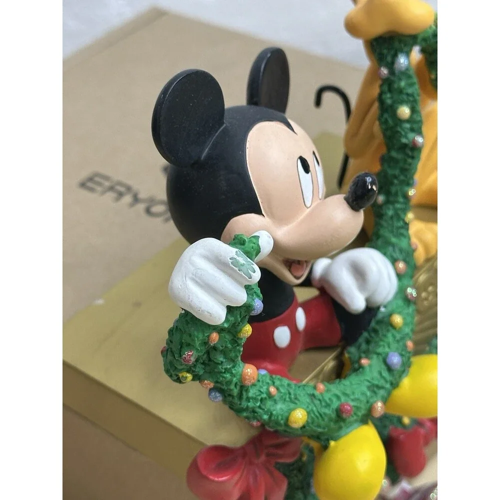 Disney Mickey Mouse & Pluto Garland Christmas Stocking Holder Hanger Vintage